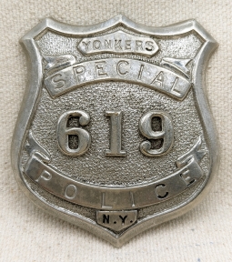 Ca 1900s-1910s Yonkers NY Special Police Badge #619