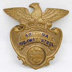 Early 1940s 2nd Pattern Arizona Highway Patrol Hat Badge by Entenmann