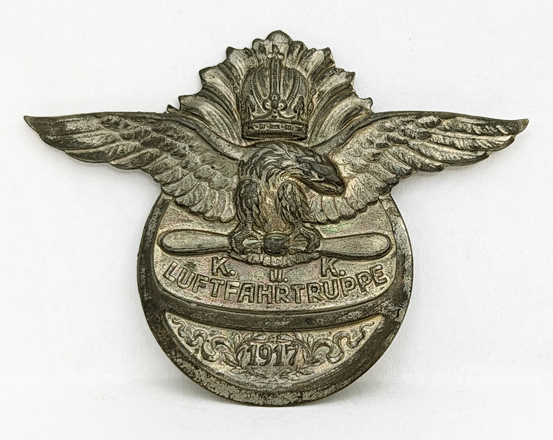 Scarce 1917 Wwi Austrian Aviation Donation Badge In Silvered White 