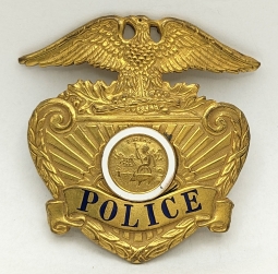 Beautiful 1930s Bay Area CA Generic Police Hat Badge by Patrick & Moise-Klinkner P&M K Co