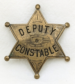 Nice Old Smaller Size 1910s-1920s Deputy Constable 6pt star Badge from California