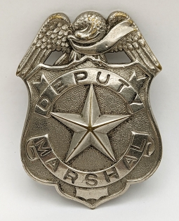 Nice Old 1900s-1910s "Stock" Deputy Marshal Badge with Raised Star at Center
