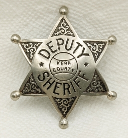 Beautiful 1900s-1910s Kern Co CA Deputy Sheriff 6-pt Ball Tip Star Badge