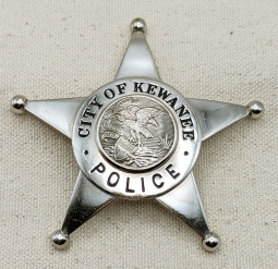 Ca 1950 Kewanee IL Police 5 pt Ball Tip Star Badge by W.S. Darley