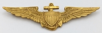 Gorgeous ENGRAVED WWI USN Pilot Wing of Naval Aviator # 1141 Alton L. Kolpien in Gilt Bronze