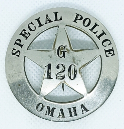 Great Old 1910s WWI era Omaha Nebraska Special Police Badge