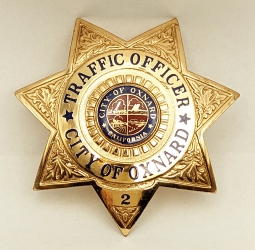 Beautiful Late 1960s Oxnard CA Traffic Officer Badge #2 by Entenmann Rovin Motorcycle Officer