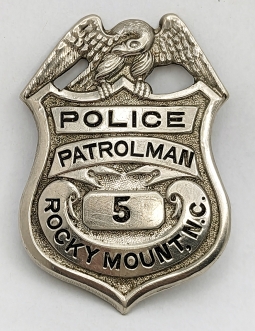 Great Old 1920s Rocky Point NC Police Patrolman Badge #5 by Braxmar