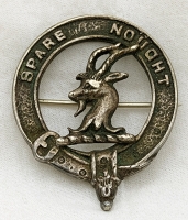 Rare Late 19th C. Scottish Clan Badge for Hay of Rannes Clan in Silvered Nickel