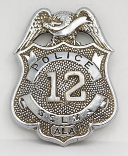 Rare 1940s-1950s Selma Alabama Police Badge #12 by SH Reese