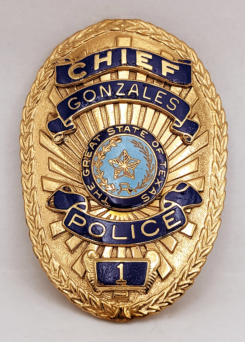 1970s-80s Gonzales TX Chief of Police Badge #1 by Entenmann-Rovin ...