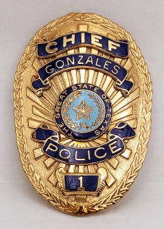 1970s-80s Gonzales TX Chief of Police Badge #1 by Entenmann-Rovin