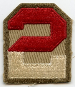 WWII Shoulder Patch for US Army 2nd Army on Khaki Twill with Border