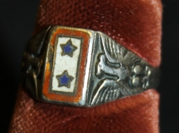 Scarce WWI Two Sons-In-Service Enameled Silver Ring