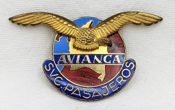 Circa Early 1940s Avianca (Colombian Airline - Affiliate of Pan Am) Passenger Services Badge