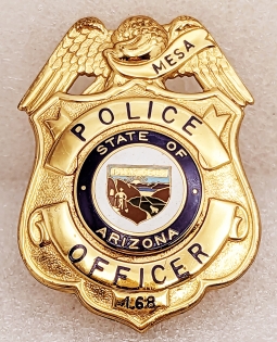 Nice 1960s Mesa AZ Police Officer Badge #168 by Blackinton in Excellent Condition