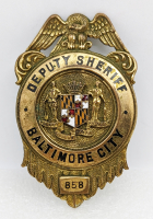 Beautiful ca 1920 Baltimore City MD Deputy Sheriff Badge #858