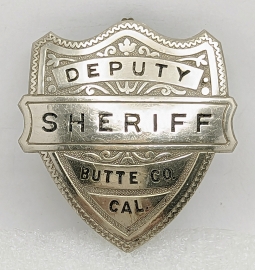 Beautiful ca 1910s-20s Butte Co CA Deputy Sheriff Badge by Irvine & Jachens