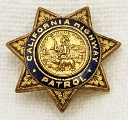 Tiny Old 1930s-1940s California Highway Patrol Lapel Badge by Irvine & Jachens