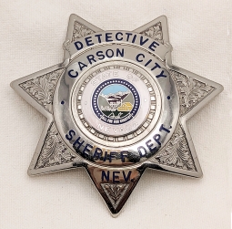 Rare ca 1970 Carson City Sheriff Dept NV Detective Badge in RHO-GLO by Blackinton