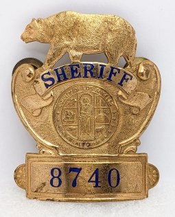 Rare Late 1950s Los Angeles Co CA Reserve Deputy Sheriff Hat Badge #8740