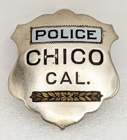 Unusual & Possibly Unique Chico CA Police Badge by LAS&SCO with Jeweler Engraved Details