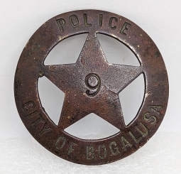 Great ca 1914 Excavated City of Louisiana Police Circle Star Badge #9