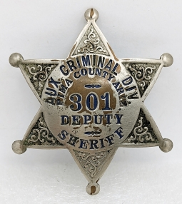 Rare 1930s Pima Co AZ Deputy Sheriff Aux Criminal Div Badge #301