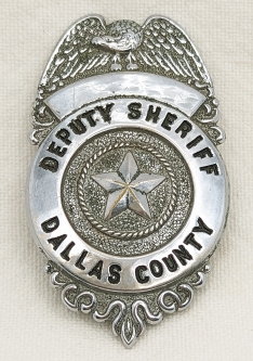 Late 1930s Dallas Co TX Deputy Sheriff Badge in Chrome Plated Brass