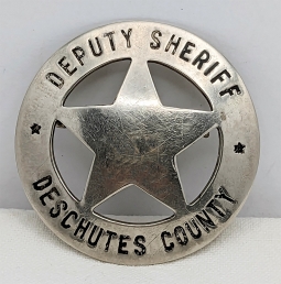 Rare 1910s Deschutes Co OR Deputy Sheriff Circle Star Badge Probably First Issue