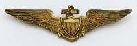 Stunning WWI - Early 1920s USN Pilot Wing in Gilt Sterling by the F.H. Noble Company