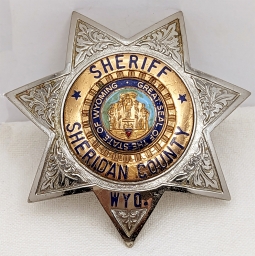 Great ca 1970 Full Sheriff Badge of Sheridan Co Wyoming by Entenmann-Rovin