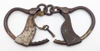 Scarce 1882 Patent Tower Handcuffs with Original Key Old West