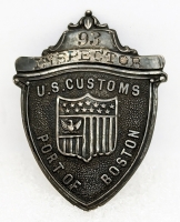 Ext Rare 1850s-1860s US Customs Inspector Badge #93 from the Port of Boston MA in Silver