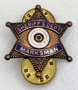 1990s Los Angeles County CA Sheriff's Dept Marksman Pin by Entenmann Rovin