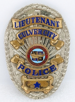 Great 1970s Duty Worn Culver City CA Police Lieutenant Badge by Entenmann Rovin