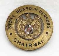 Ext Rare ca 1920 MD State Board of Censors CHAIRMAN Badge