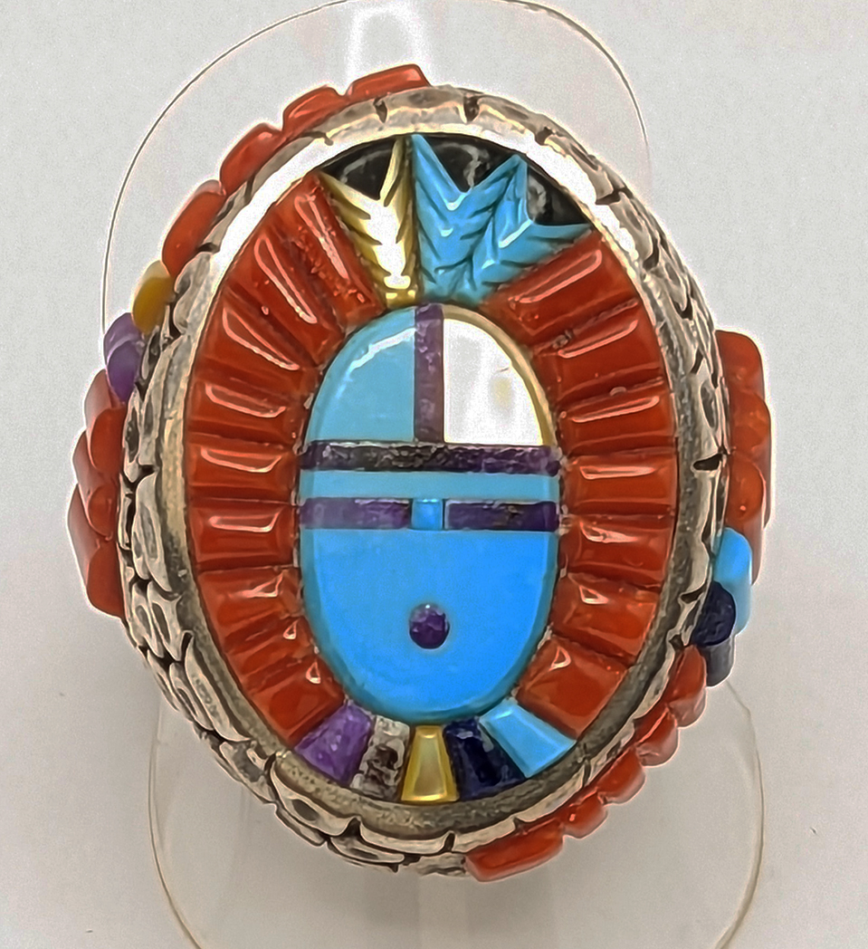 Incredible Large Cobblestone Inlay Sun face Ring by Navajo Artist ...