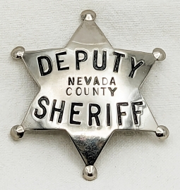 Beautiful 1930s-40s Nevada Co CA Deputy Sheriff 6pt Star by Patrick & Co Named on Back