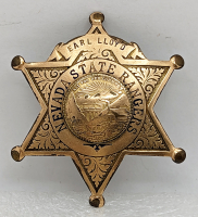 Grateful Late 1940s Nevada State Rangers Gold Front 6-pt Star Badge of Earl Lloyd by Ed Jones