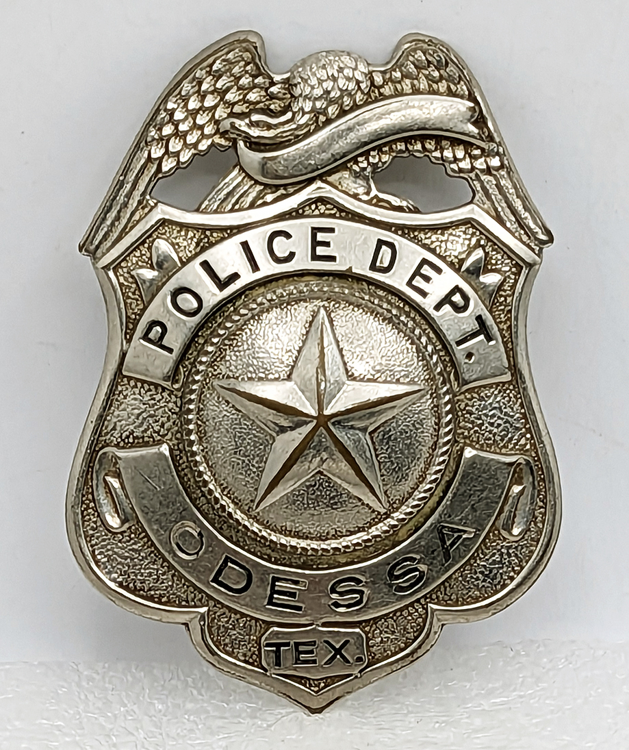 Late 1940s Odessa Texas Police Badge in Nickel Plated Brass: Flying ...