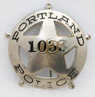 Great Old 1920s-30s Portland Oregon Police Badge #1033 LARGE Circle Star