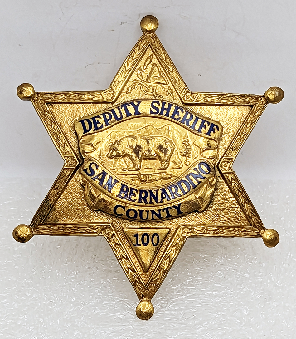 Nice ca 1960 San Bernardino Co CA Deputy Sheriff Badge #100 by Sun ...