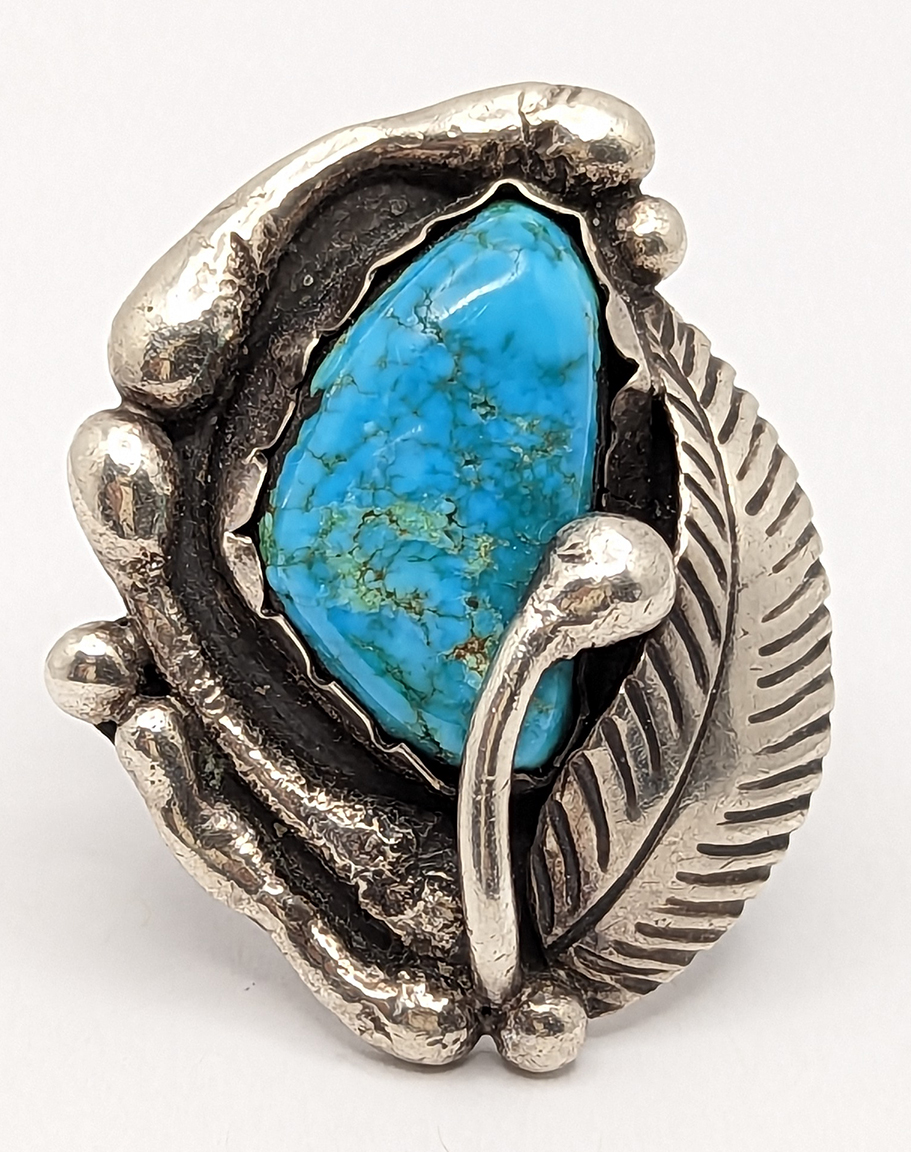 Great Huge Silver Man's Ring with Carico Lake Turquoise by Santo ...