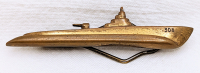 WWII USS Apogon SS-308 Iconic Portsmouth Navy Yard Submarine Profile Tie Bar in Lacquered Brass