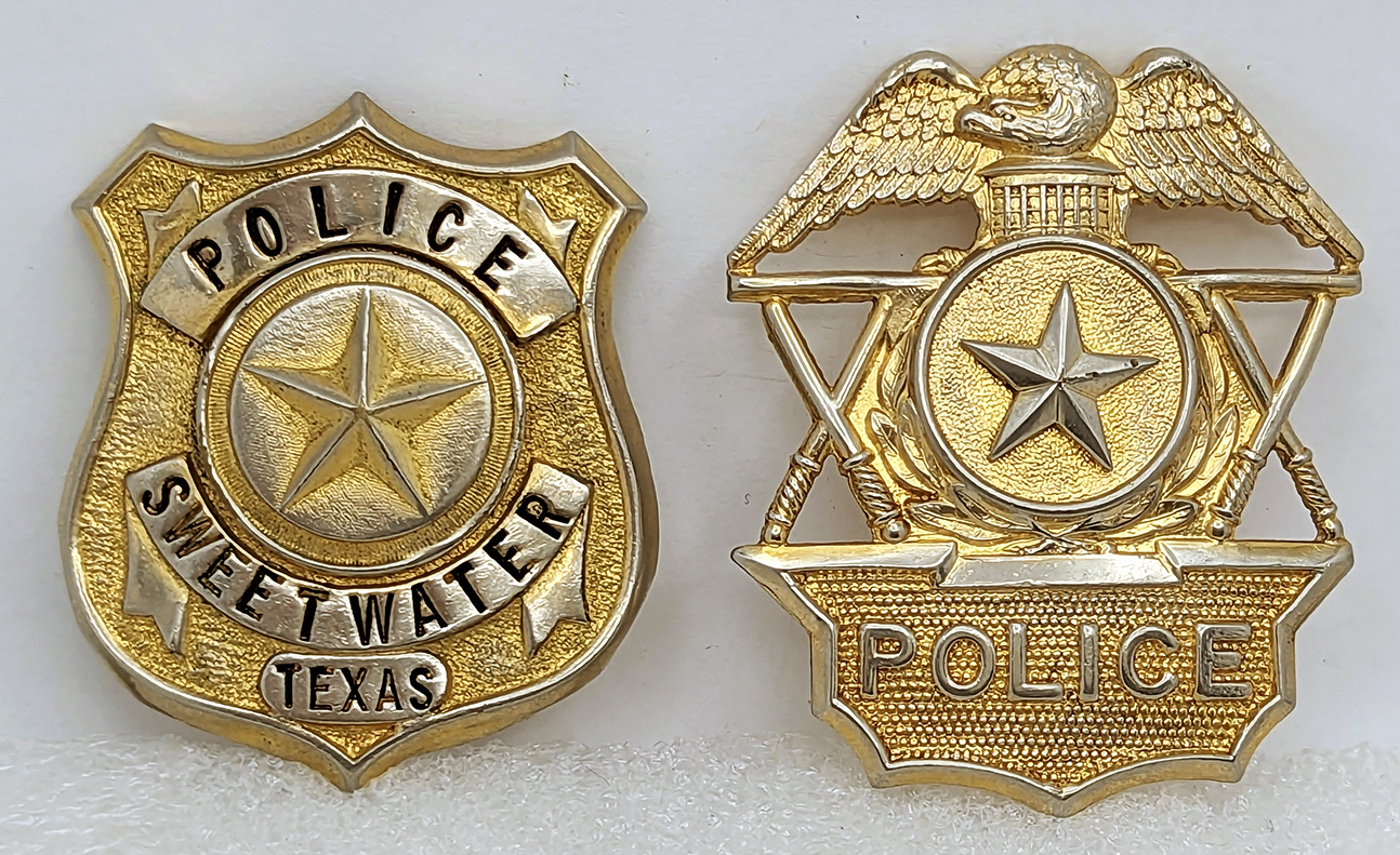 1950s Sweetwater TX Police Jacket & Hat Badge: Flying Tiger Antiques ...