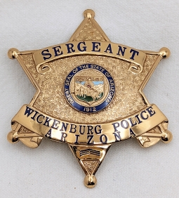 Minty 1983 Wickenburg AZ Police Sergeant Badge by SUN