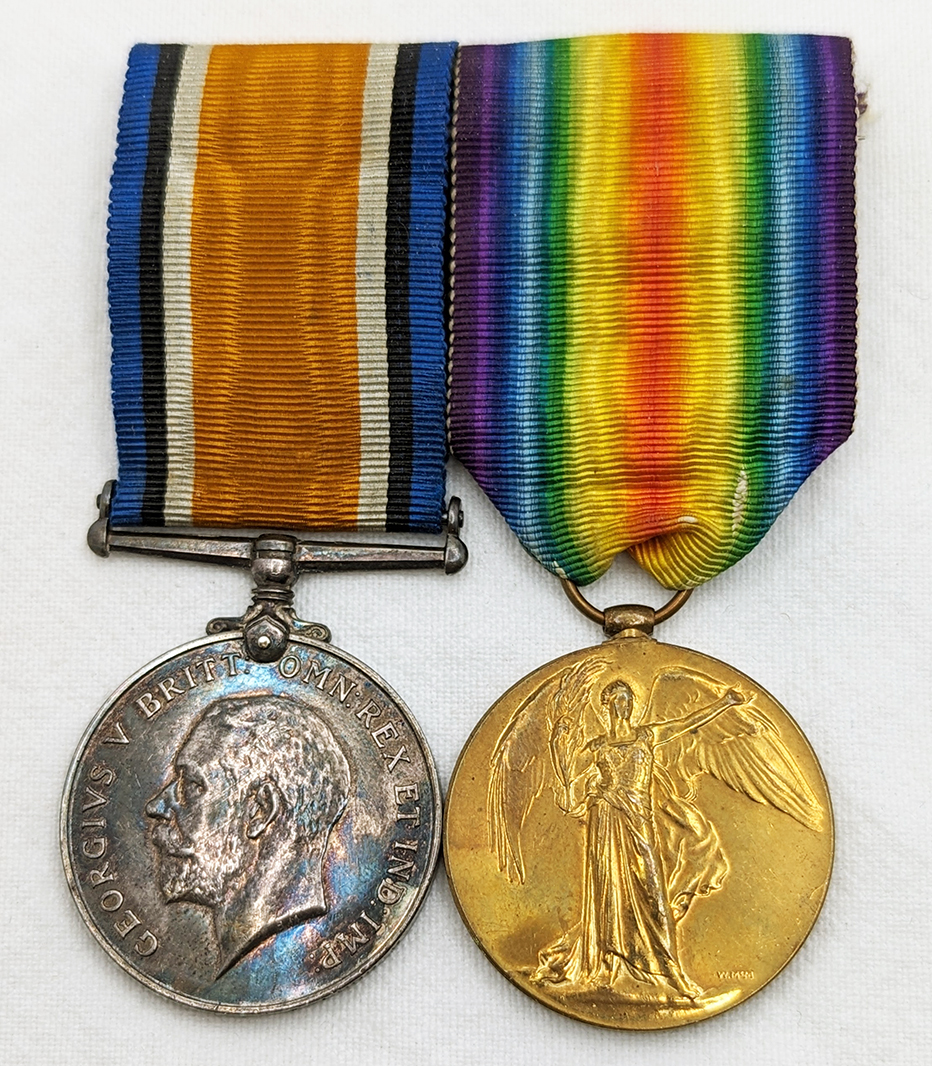 Lovely WWI UK Service & Victory Medals on Parade Mount to Private M ...