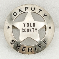 Nice Early 1930s Yolo Co CA Deputy Sheriff Circle Star Badge by P&M.K. Co.