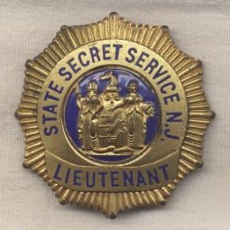 1930s Named New Jersey State Secret Service Lieutenant Badge